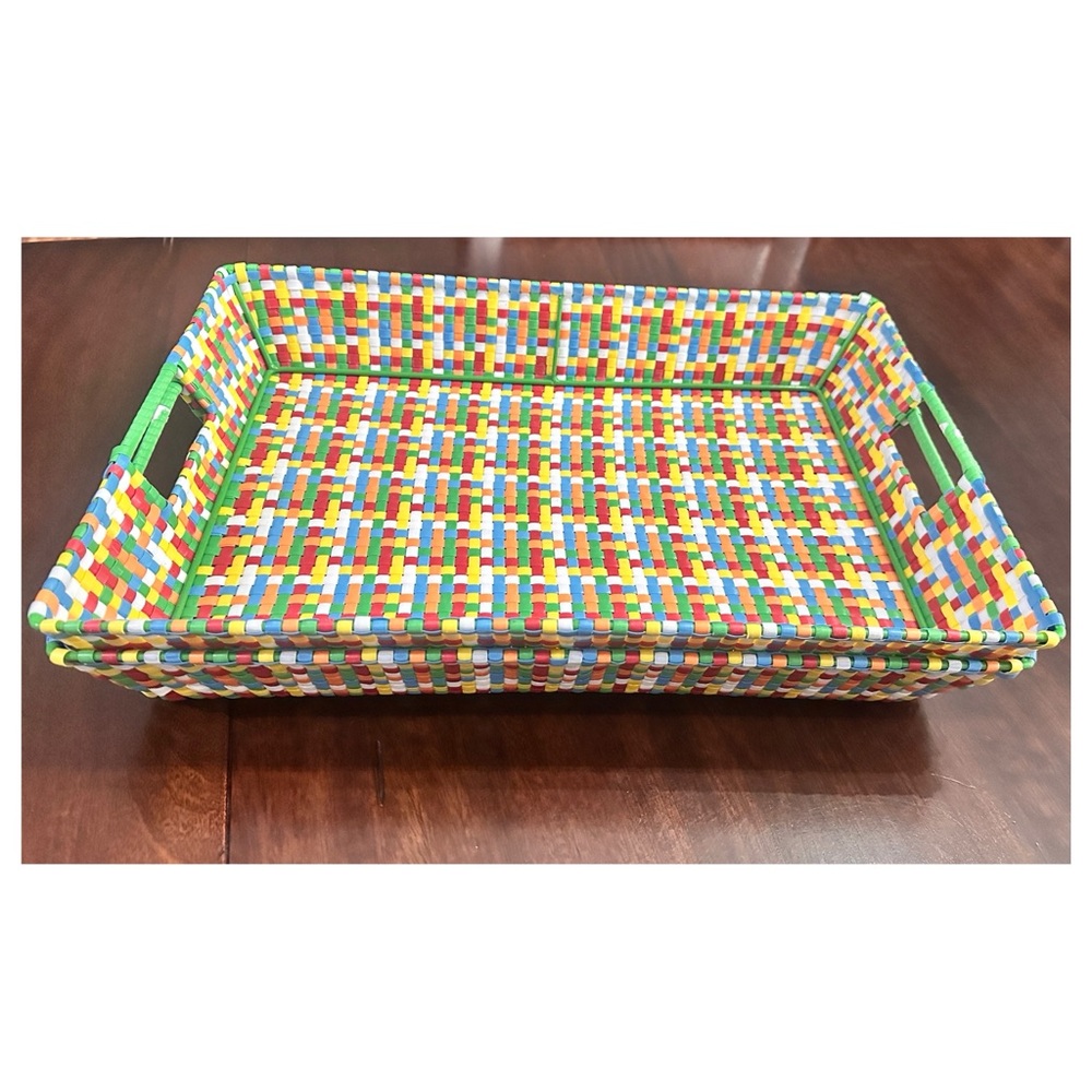 Two Exquisite Vintage Vibrant Plastic Serving trays. Excellent Condition!